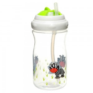 Swivel Lid Green Zebra Sippy Cup with Straw by Baby Wonder - Blanket Babies