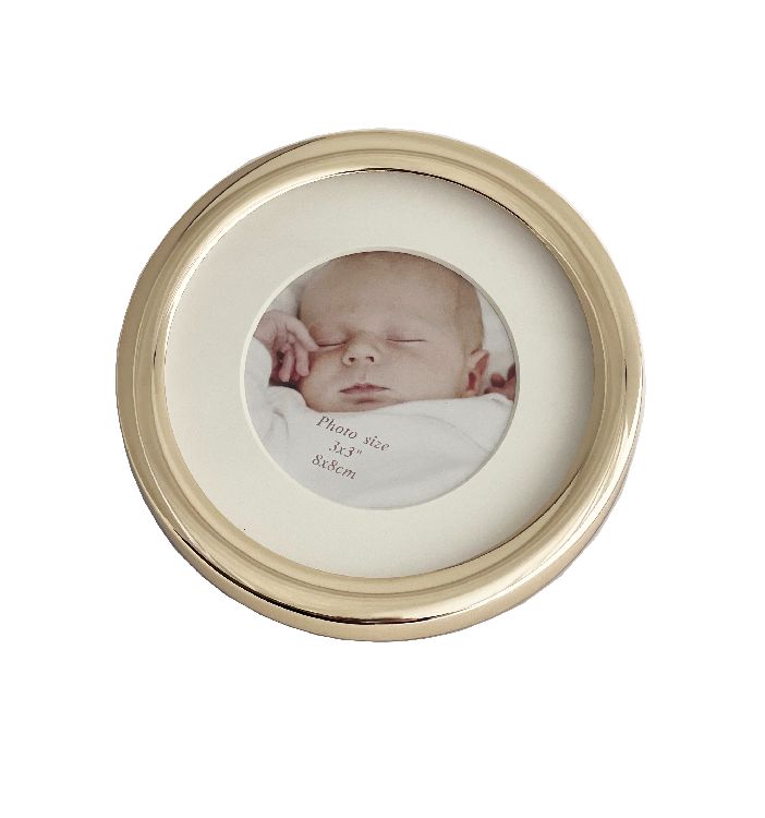 Simply Gold Plated Round Photo Frame - 3 x 3 - Blanket Babies