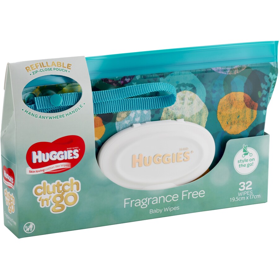 Huggies Baby Wipes Refillable Clutch N' Go 32 Wipes - Blanket Babies