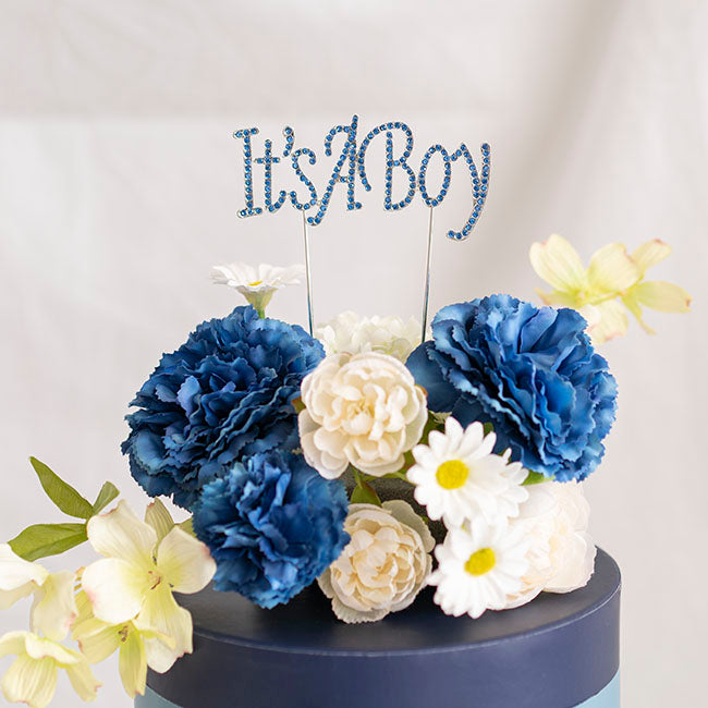 It's a Boy Rhinestone Blue Cake Topper - Blanket Babies