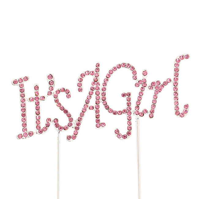 It's a Girl Rhinestone Pink Cake Topper - Blanket Babies