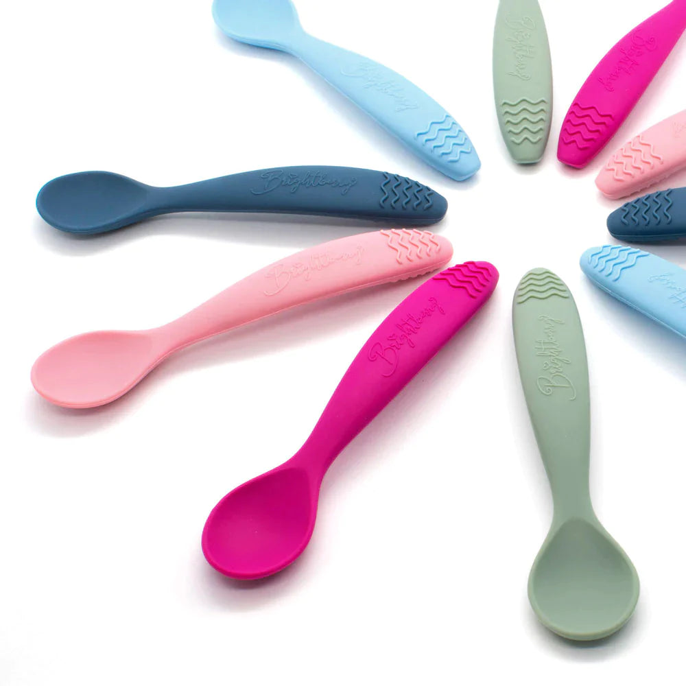 Pink 2-in-1 Silicone Spoons and Teether by Bright Berry - Blanket Babies