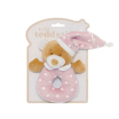 Starbright Teddy Bear Ring Rattle - Pink - Blanket Babies