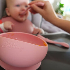 Pink   Silicone Suction Bowl Set with Two Spoons by Bright Berry - Blanket Babies