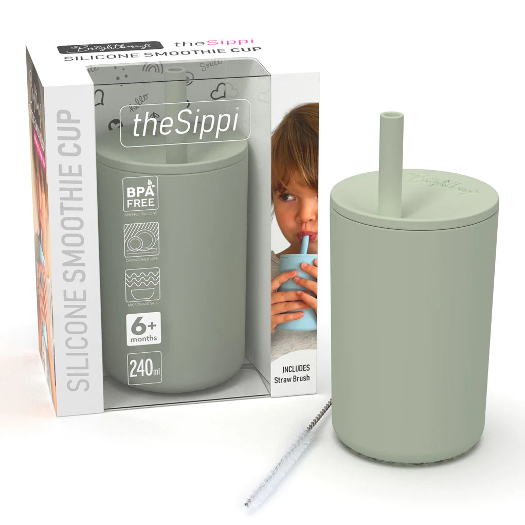 Sage Large Kids Smoothie Cup with Stopper Straw - Blanket Babies