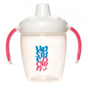 Hard Spout Non-Spill Cup w Handles in White - Blanket Babies